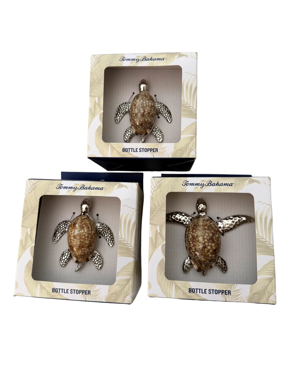Tommy Bahama Brown and Silver Sea Turtle Bottle Stoppers (new)